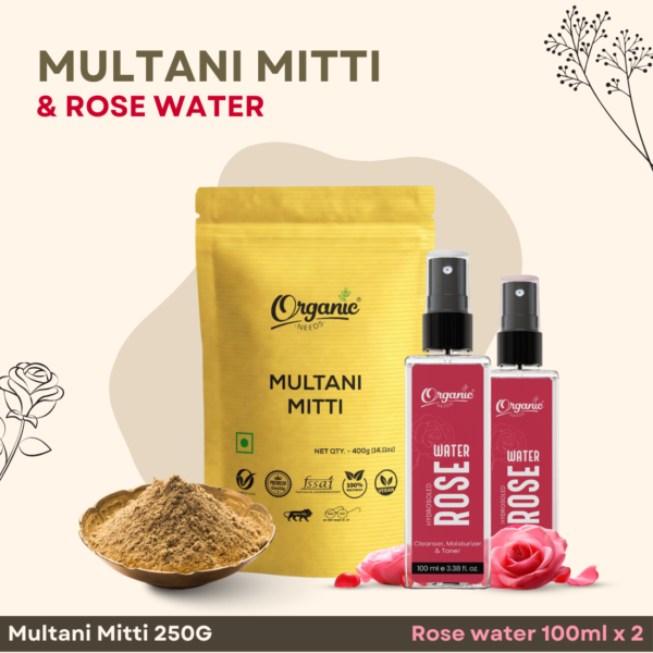 Organic & Pure Multani Mitti & Rose Water